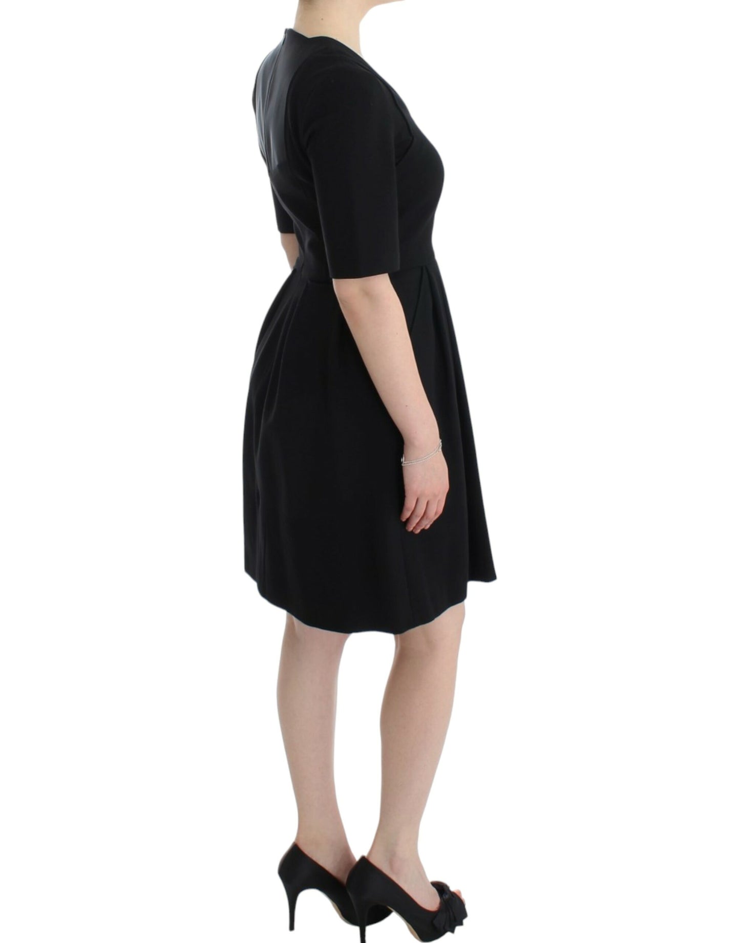 Elegant Black Short Sleeve Venus Dress - SEHABRANDS