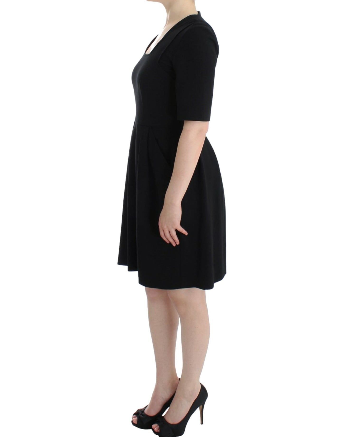 Elegant Black Short Sleeve Venus Dress - SEHABRANDS