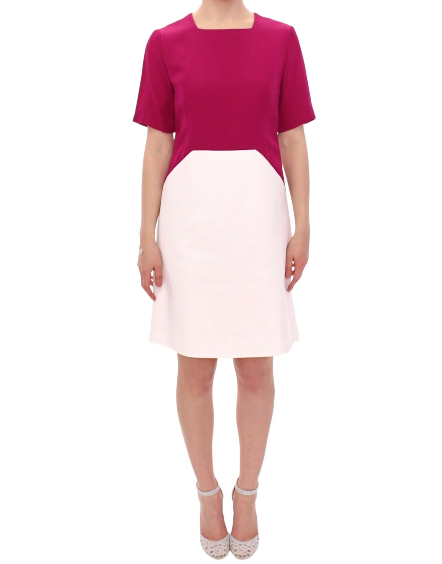 Chic White and Pink Shift Robot Dress - SEHABRANDS