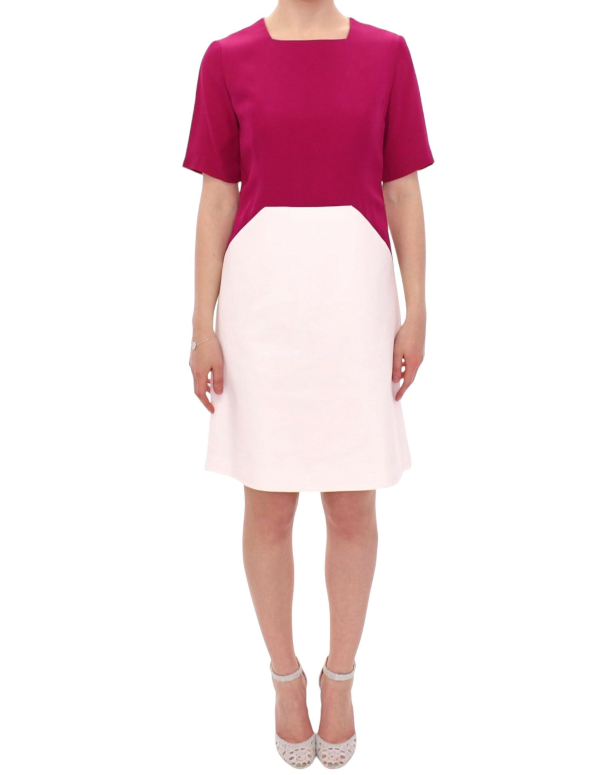 Chic White and Pink Shift Robot Dress - SEHABRANDS