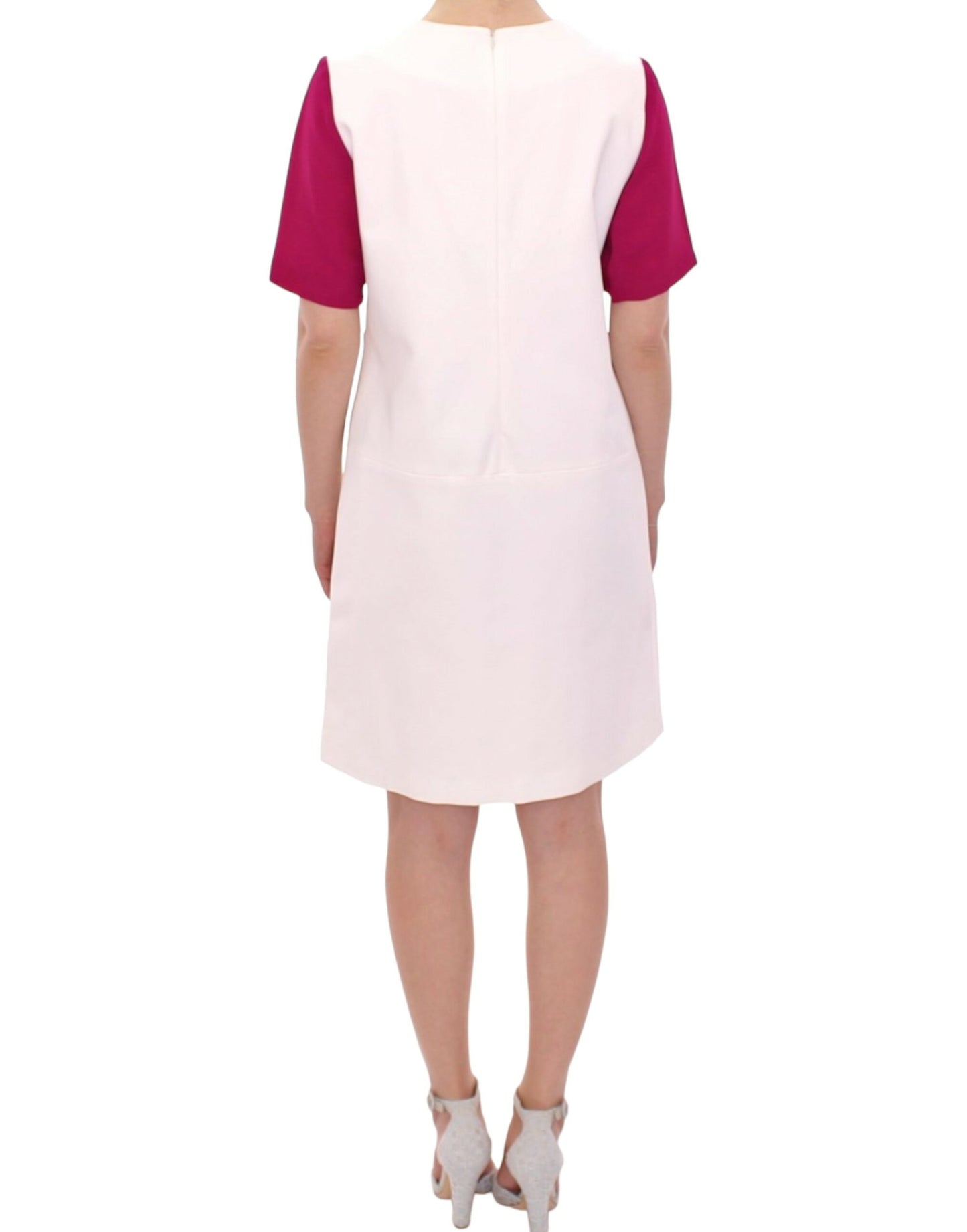 Chic White and Pink Shift Robot Dress - SEHABRANDS