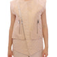 Exquisite Beige Brocade Sleeveless Jacket Vest - SEHABRANDS