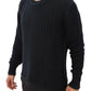 Dolce & Gabbana Elegant Blue and Black Layered Sweater