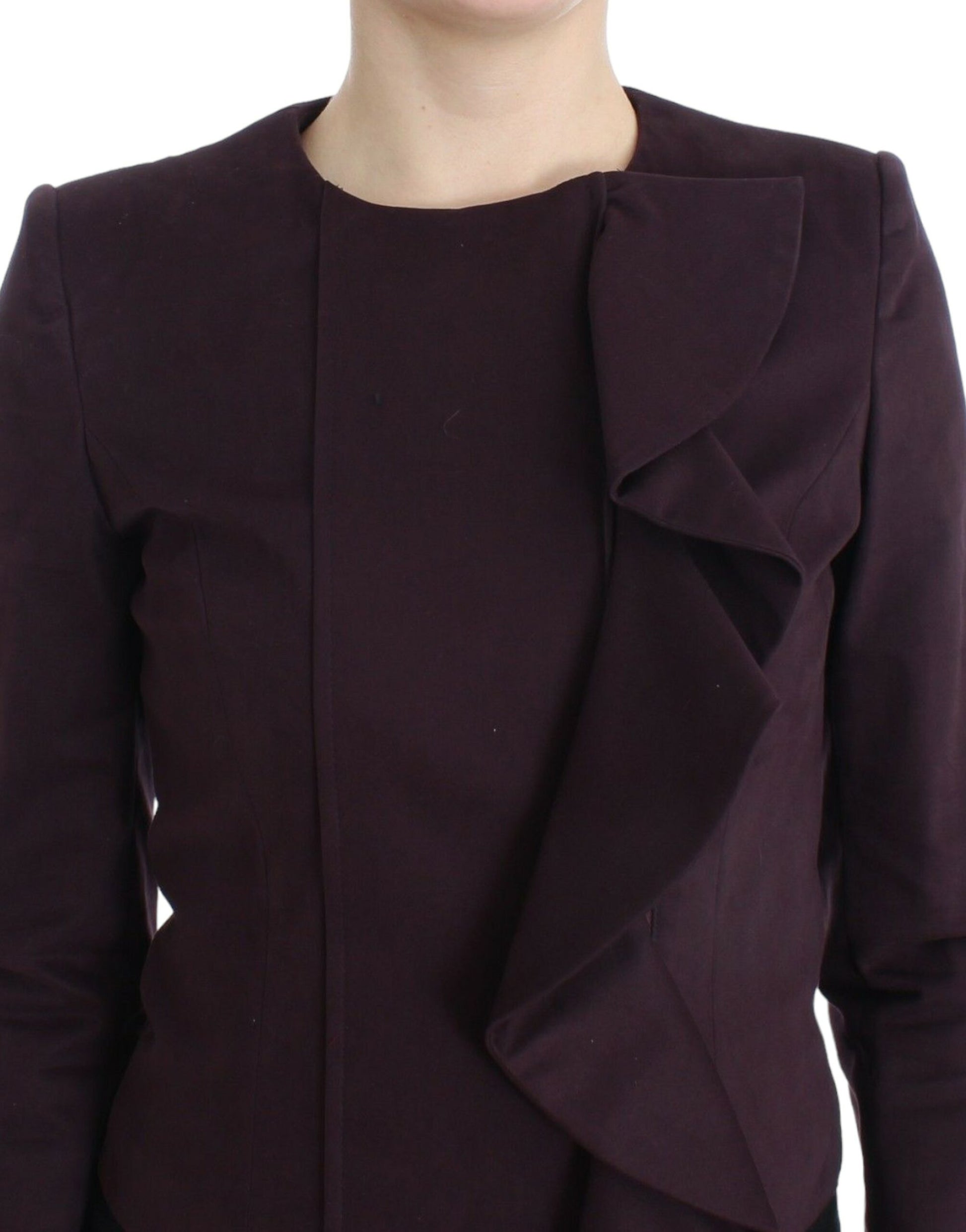 Elegant Purple Cotton Blend Blazer - SEHABRANDS