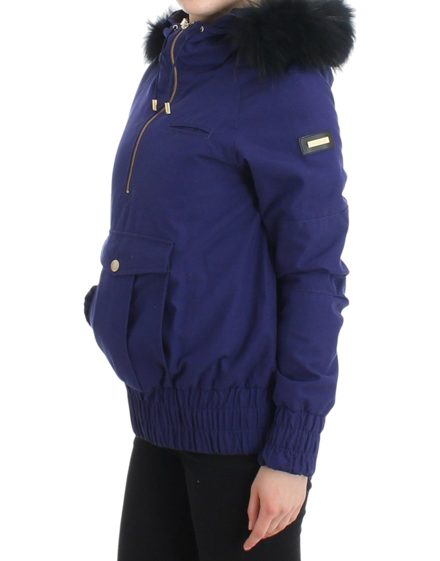 Chic Blue K-Way Jacket with Faux Fur Accent - SEHABRANDS