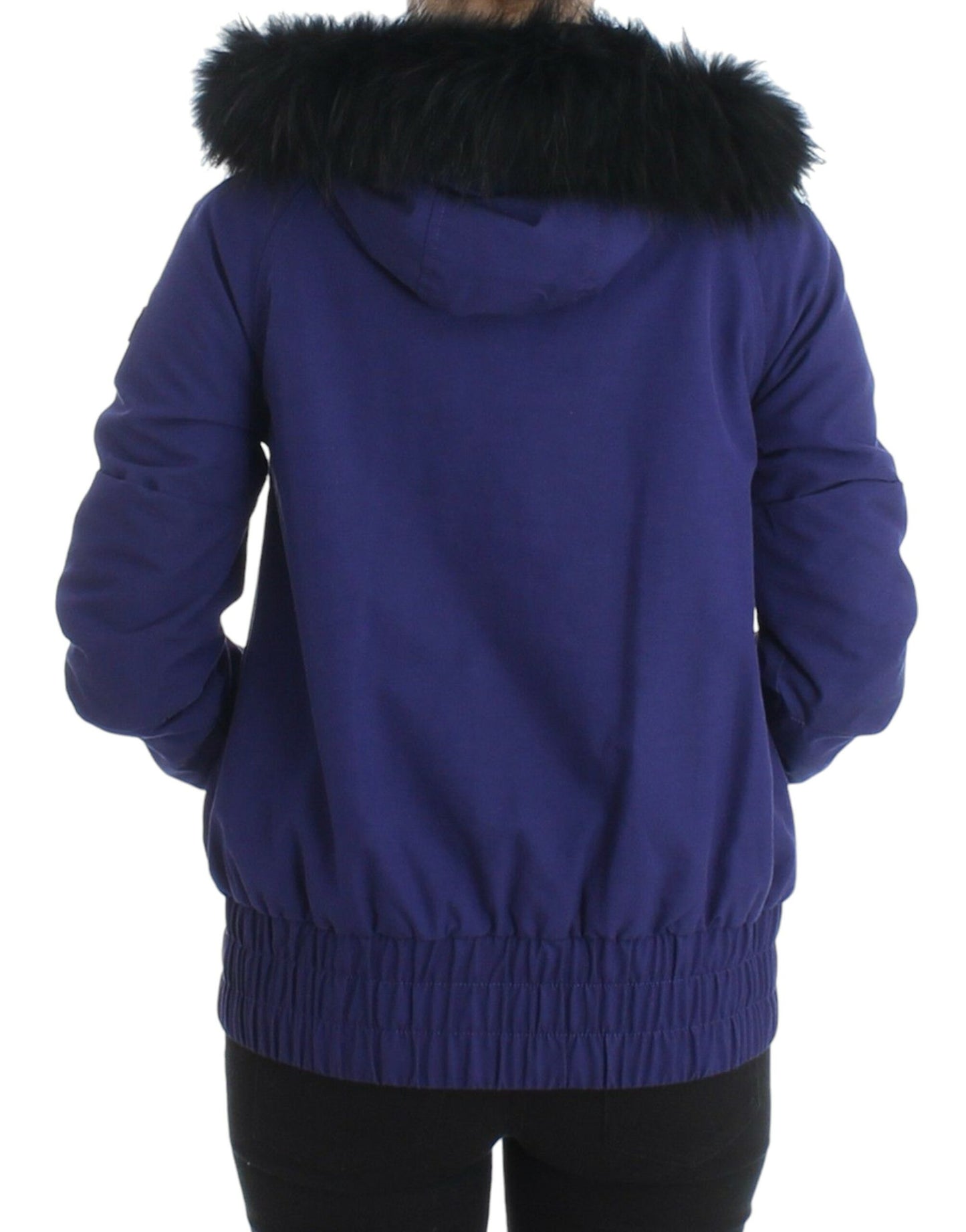 Chic Blue K-Way Jacket with Faux Fur Accent - SEHABRANDS