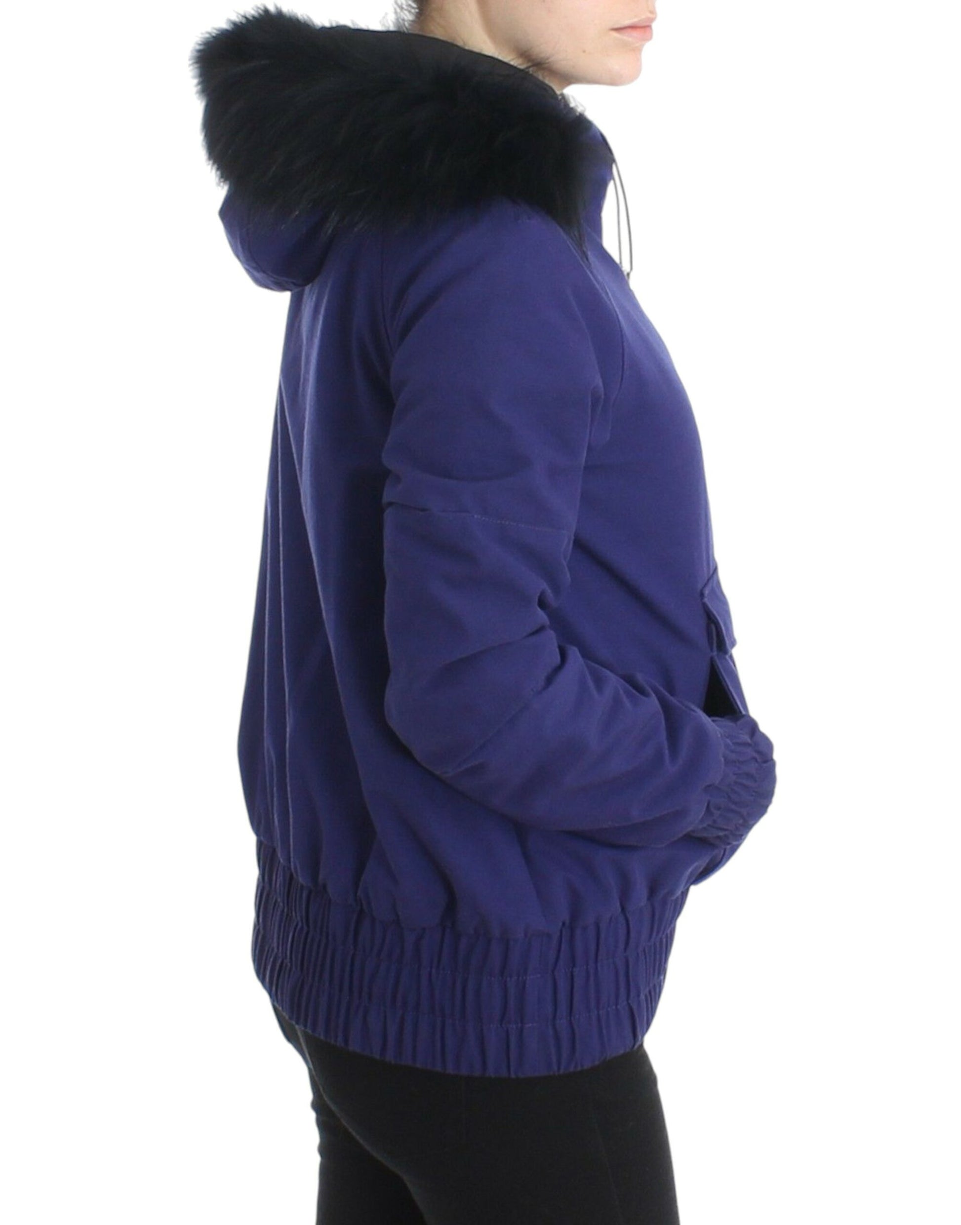 Chic Blue K-Way Jacket with Faux Fur Accent - SEHABRANDS