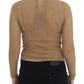 Dolce & Gabbana Beige Knitted Cotton Polo Cardigan Sweater