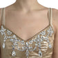 Dolce & Gabbana Elegant Metallic Gold Sheath Dress with Crystals