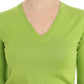 Dolce & Gabbana Emerald Green Wool V-Neck Pullover