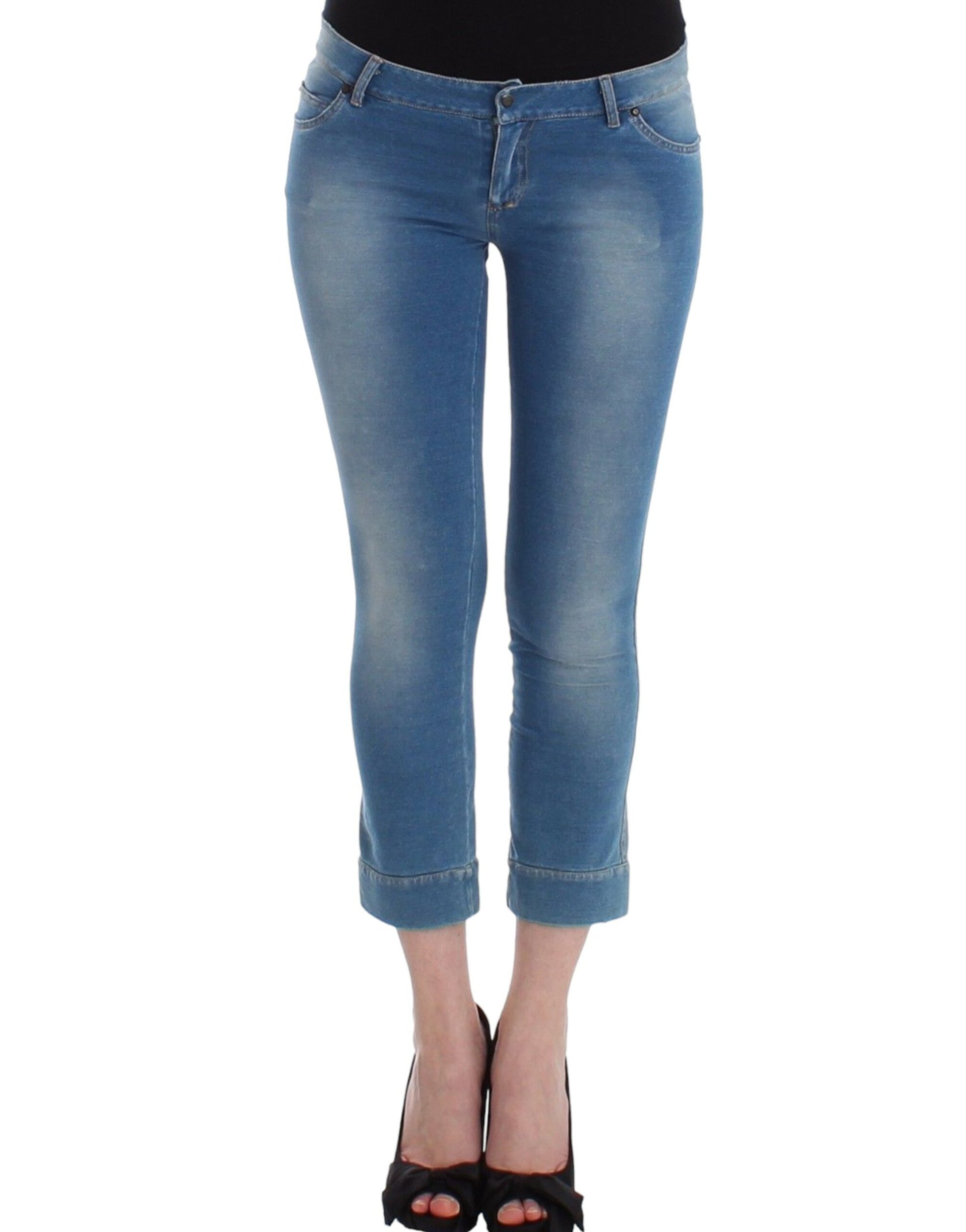 Chic Blue Capri Jeans for Elegant Summers - SEHABRANDS