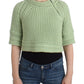 Chic Green Cropped Cotton Sweater - SEHABRANDS