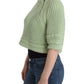 Chic Green Cropped Cotton Sweater - SEHABRANDS