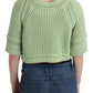 Chic Green Cropped Cotton Sweater - SEHABRANDS