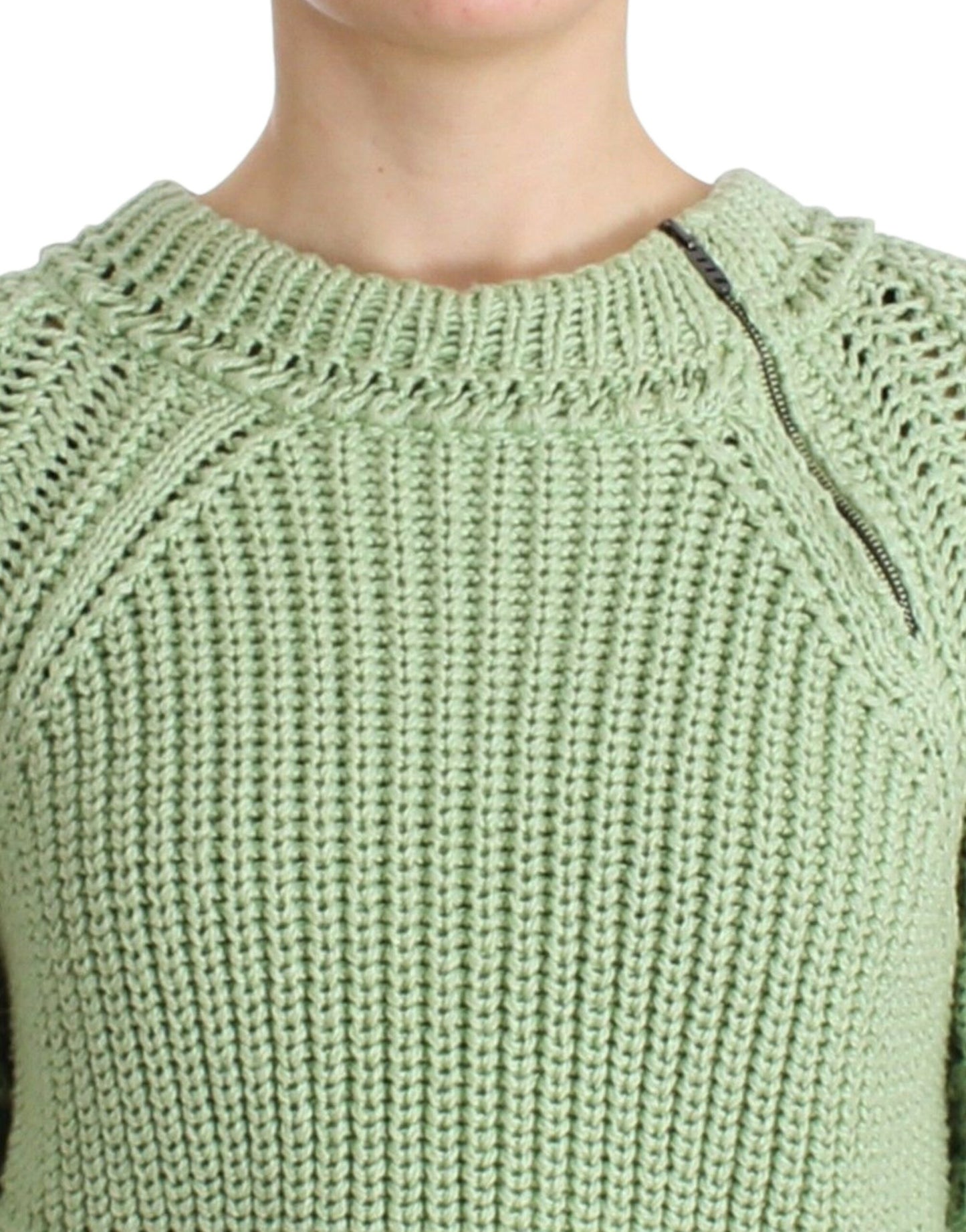 Chic Green Cropped Cotton Sweater - SEHABRANDS