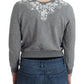 Chic Gray Cotton Blend Short Cardigan - SEHABRANDS