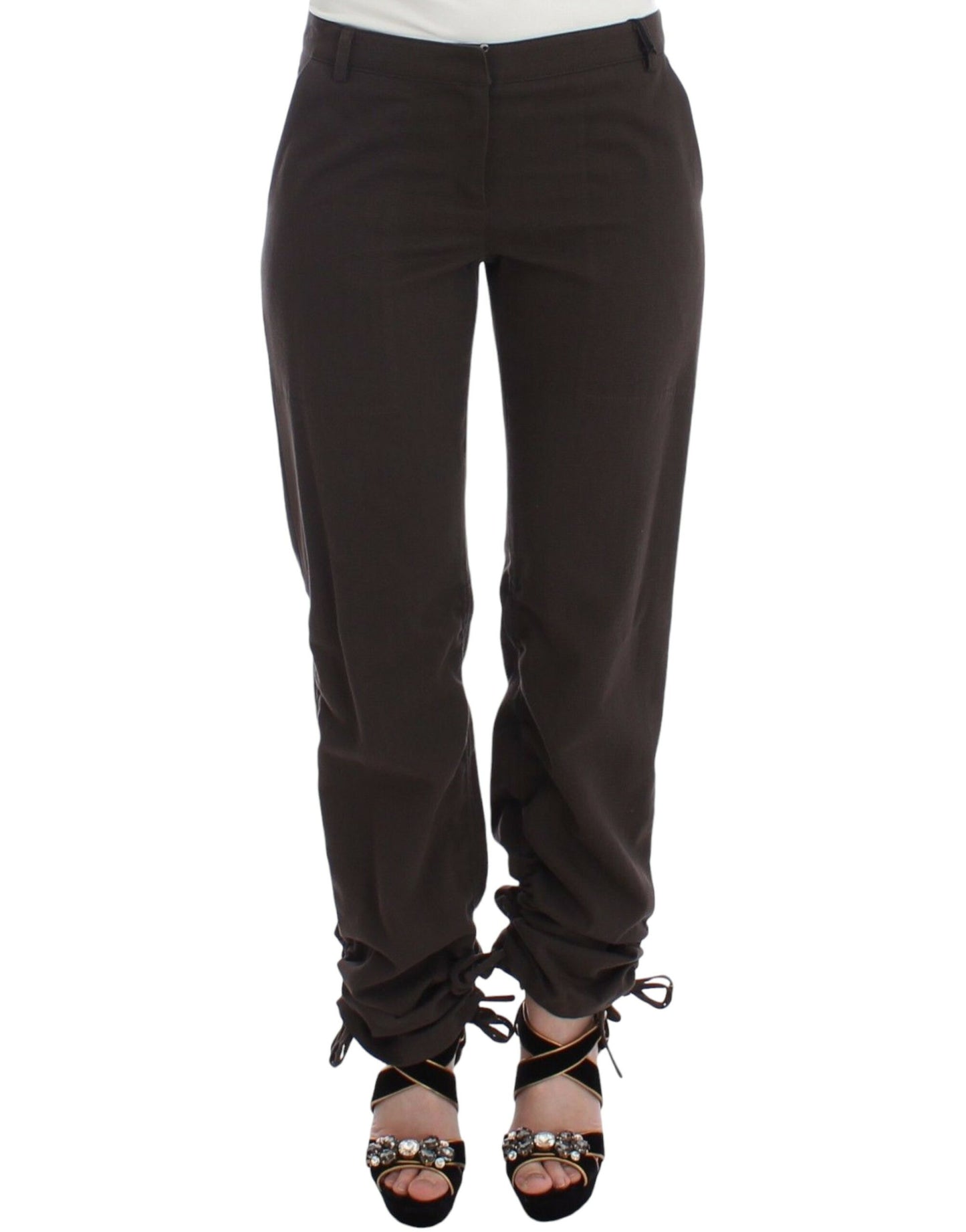 Chic Brown Cotton Dress Pants - SEHABRANDS