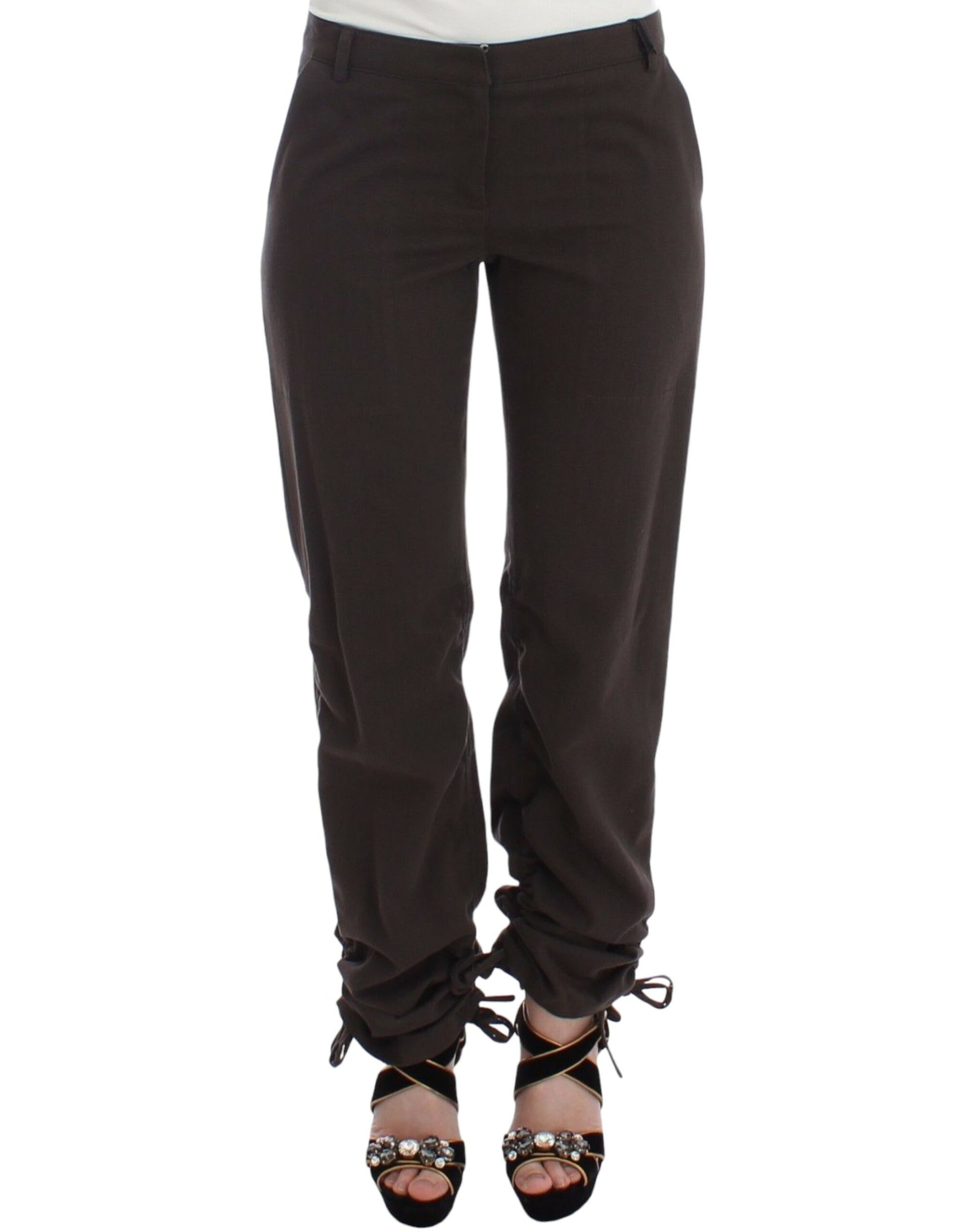 Chic Brown Cotton Dress Pants - SEHABRANDS