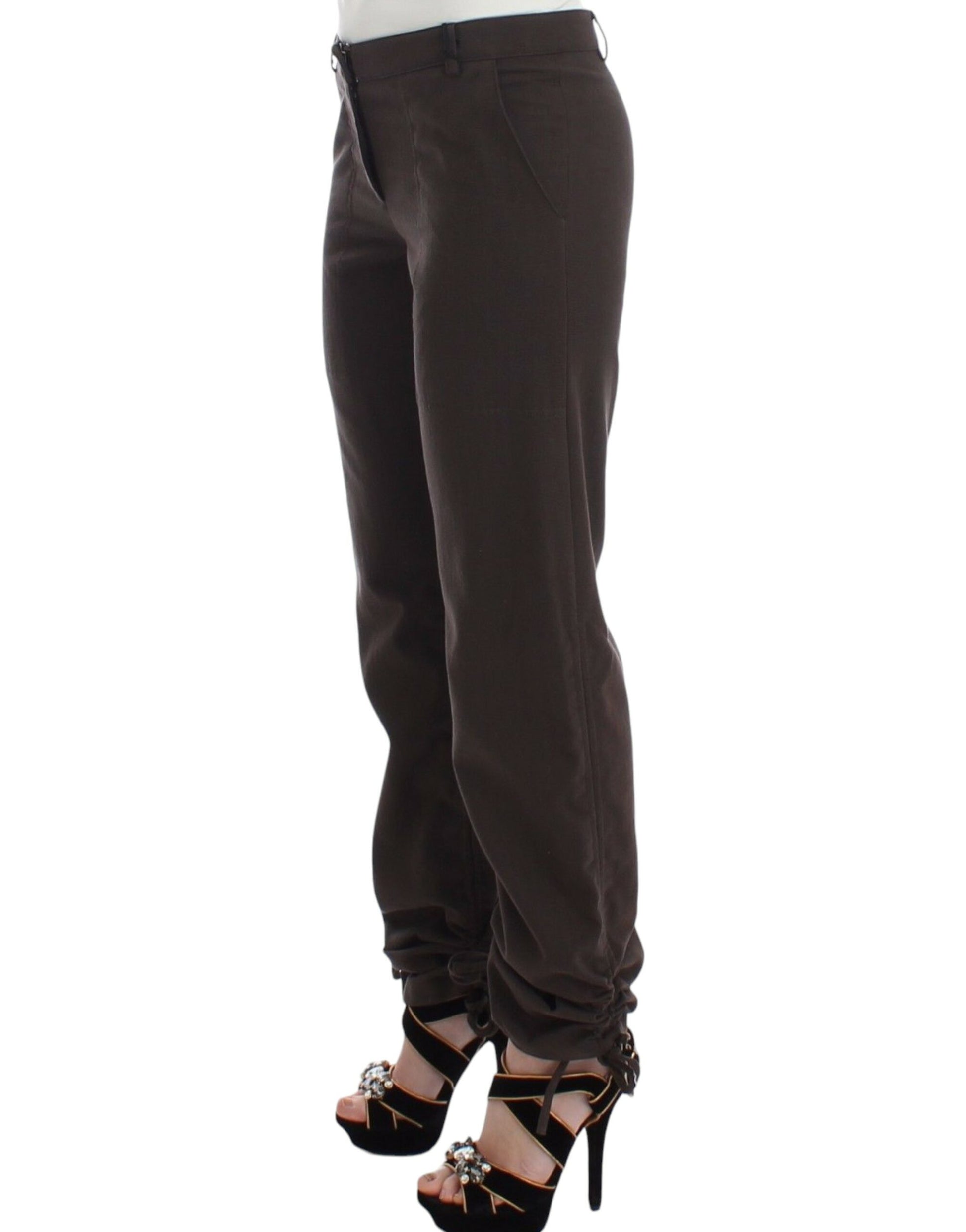 Chic Brown Cotton Dress Pants - SEHABRANDS