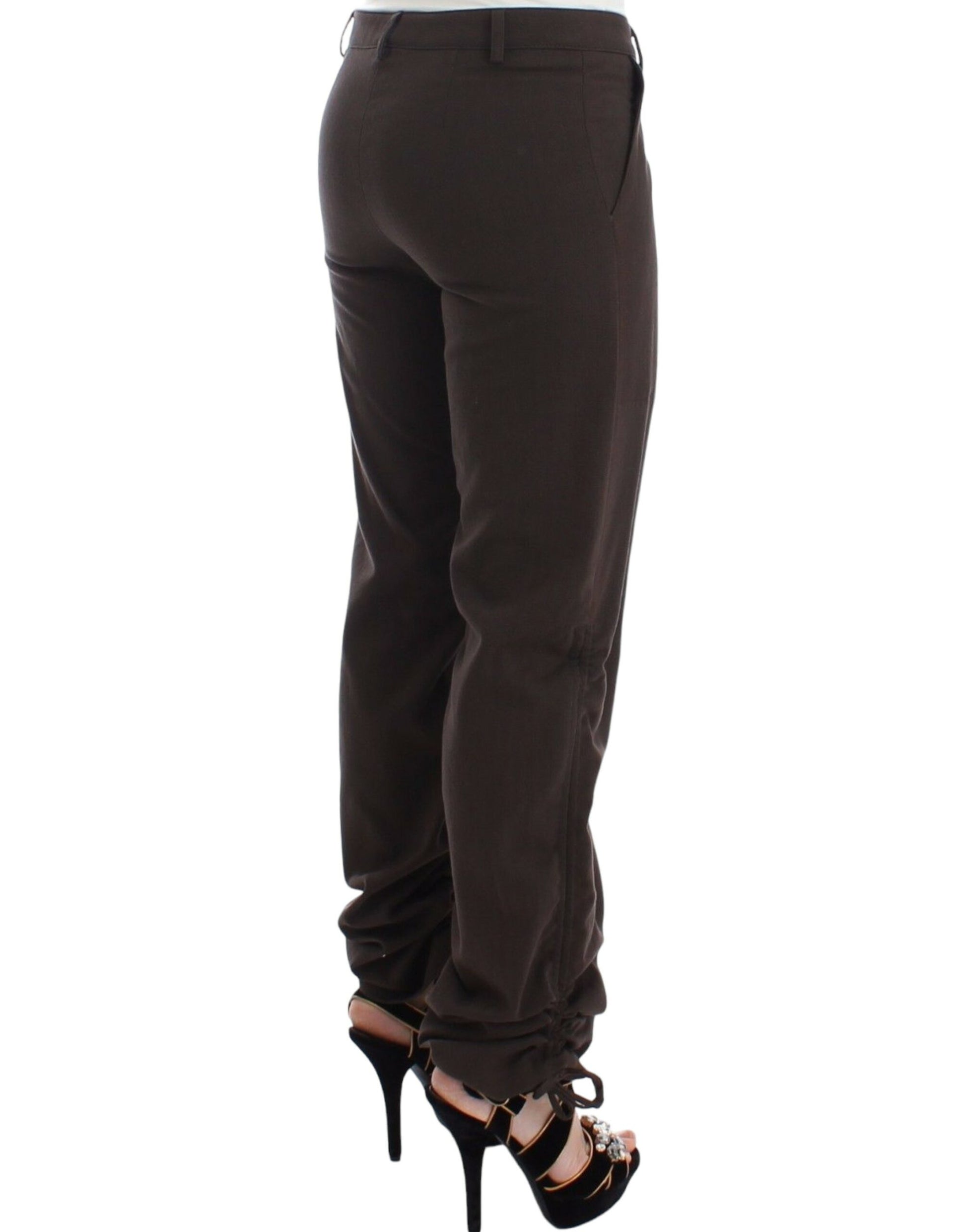 Chic Brown Cotton Dress Pants - SEHABRANDS