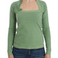 Elegant Green Striped Wool Blend Sweater - SEHABRANDS