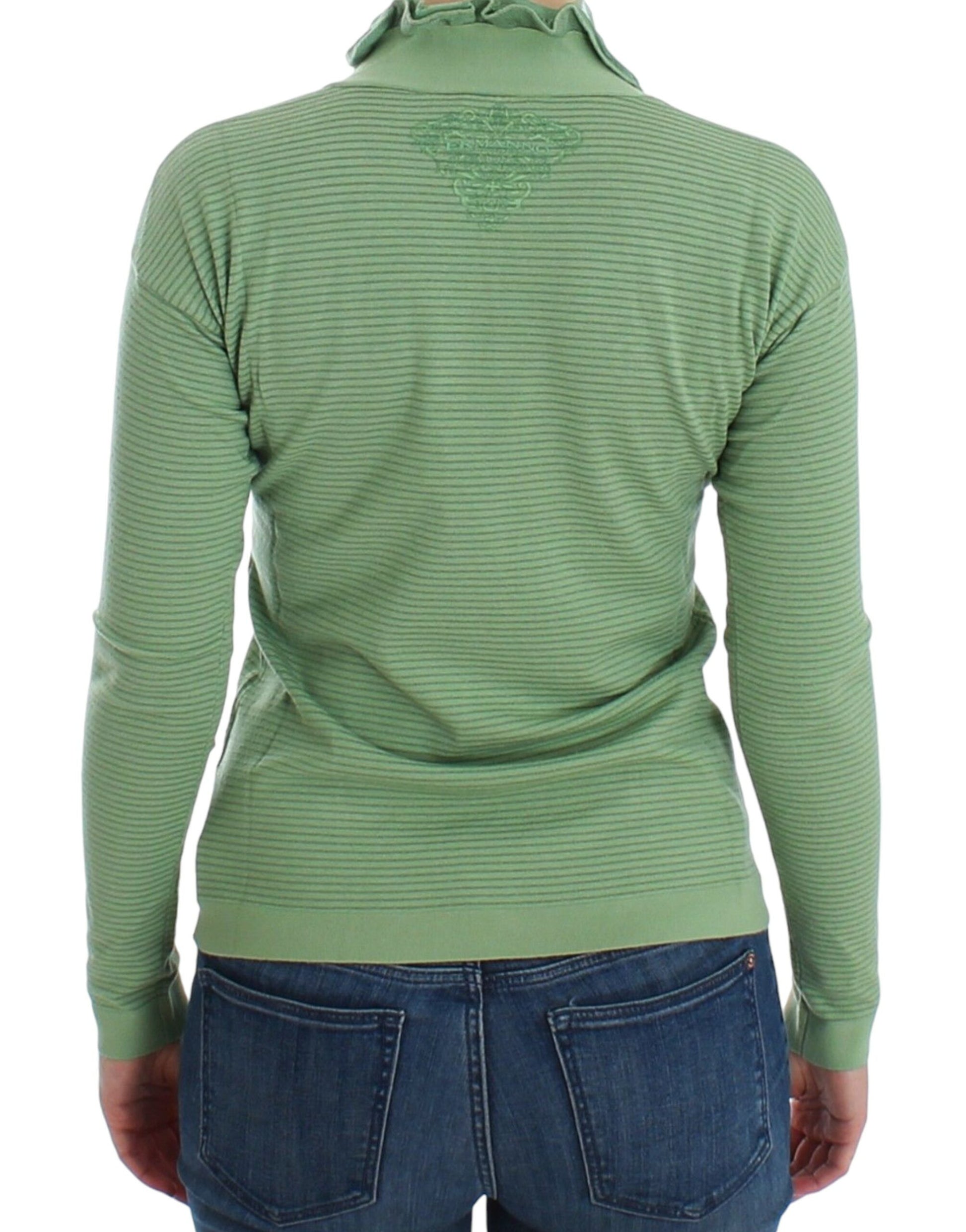 Elegant Green Striped Wool Blend Sweater - SEHABRANDS