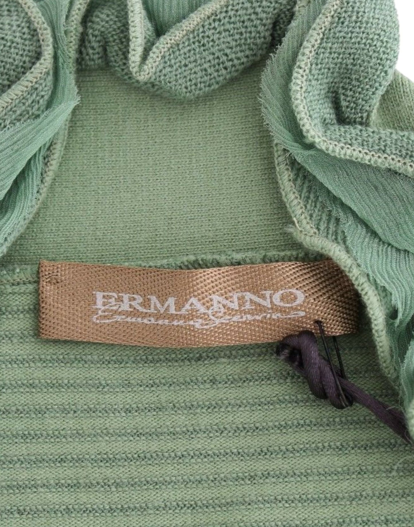 Elegant Green Striped Wool Blend Sweater - SEHABRANDS