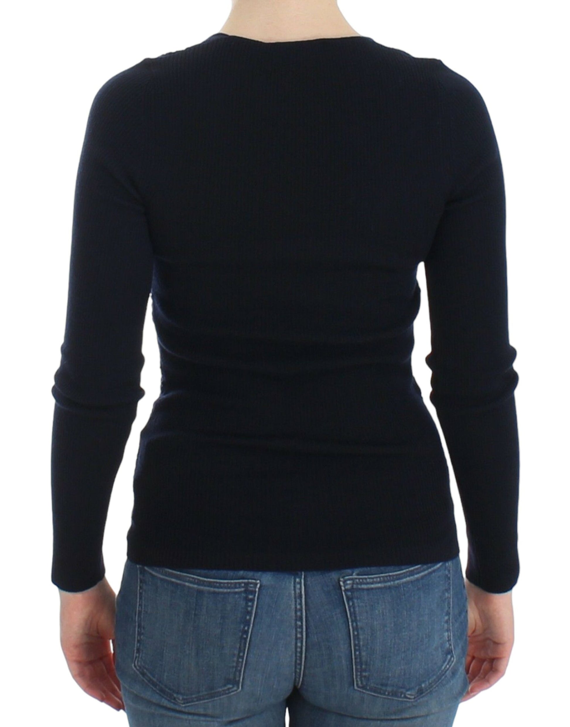 Chic Blue Wool Blend Sweater - SEHABRANDS