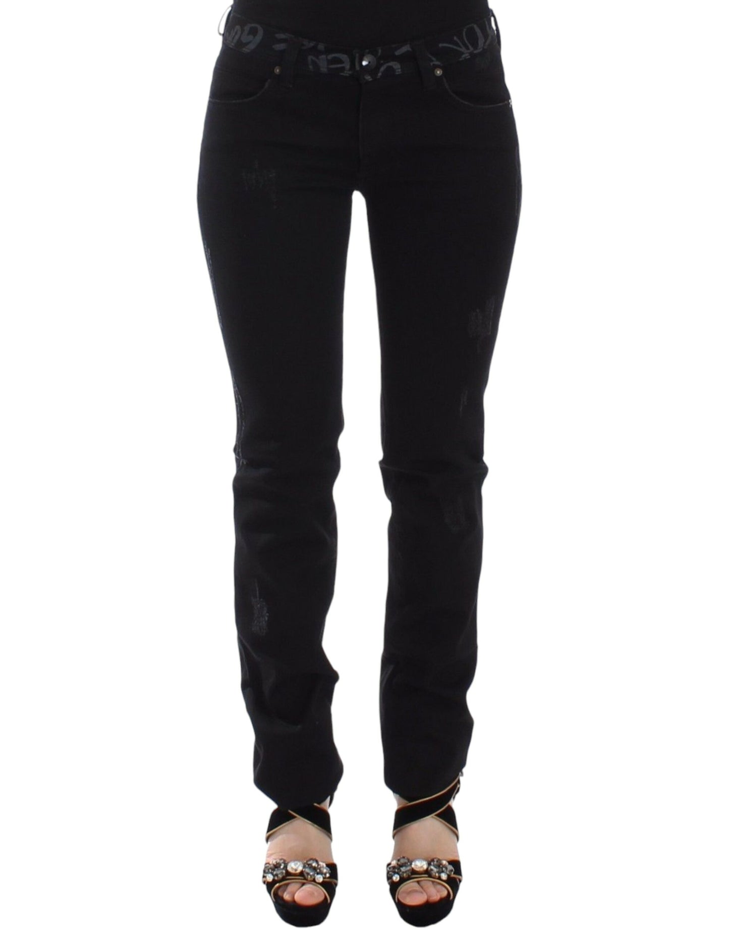 Chic Black Skinny Statement Jeans - SEHABRANDS