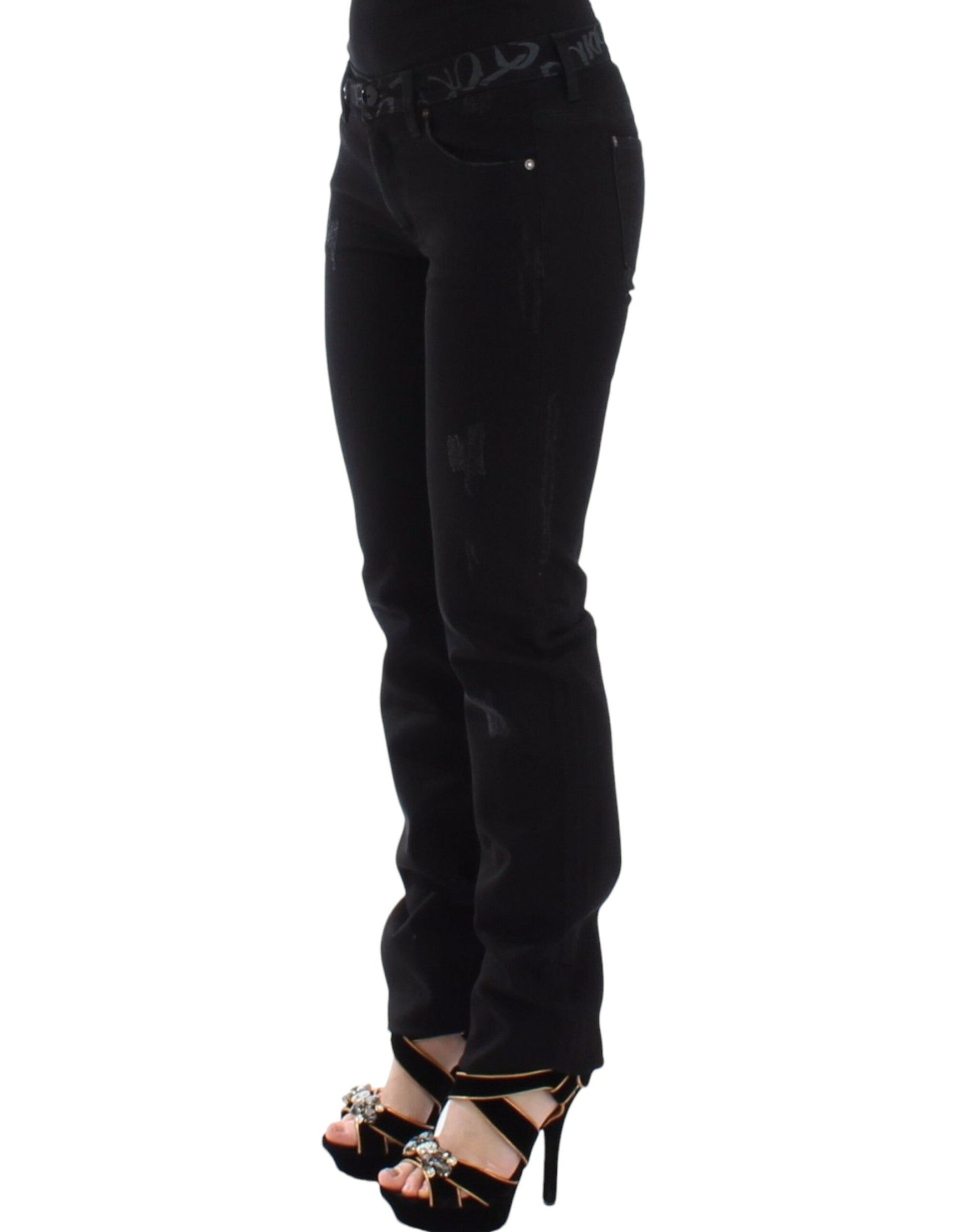 Chic Black Skinny Statement Jeans - SEHABRANDS