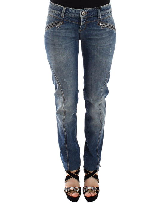 Chic Slim-Fit Blue Denim Jeans - SEHABRANDS