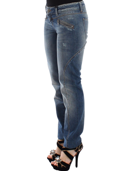 Chic Slim-Fit Blue Denim Jeans - SEHABRANDS