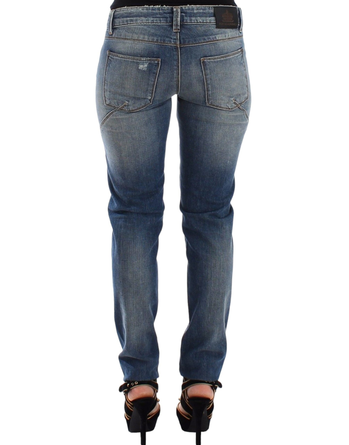 Chic Slim-Fit Blue Denim Jeans - SEHABRANDS