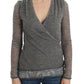 Elegant Gray Wool Blend Deep V-neck Sweater - SEHABRANDS