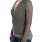 Elegant Gray Wool Blend Deep V-neck Sweater - SEHABRANDS