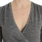 Elegant Gray Wool Blend Deep V-neck Sweater - SEHABRANDS