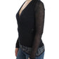 Deep V-neck Black Wool Blend Sweater - SEHABRANDS