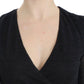 Deep V-neck Black Wool Blend Sweater - SEHABRANDS