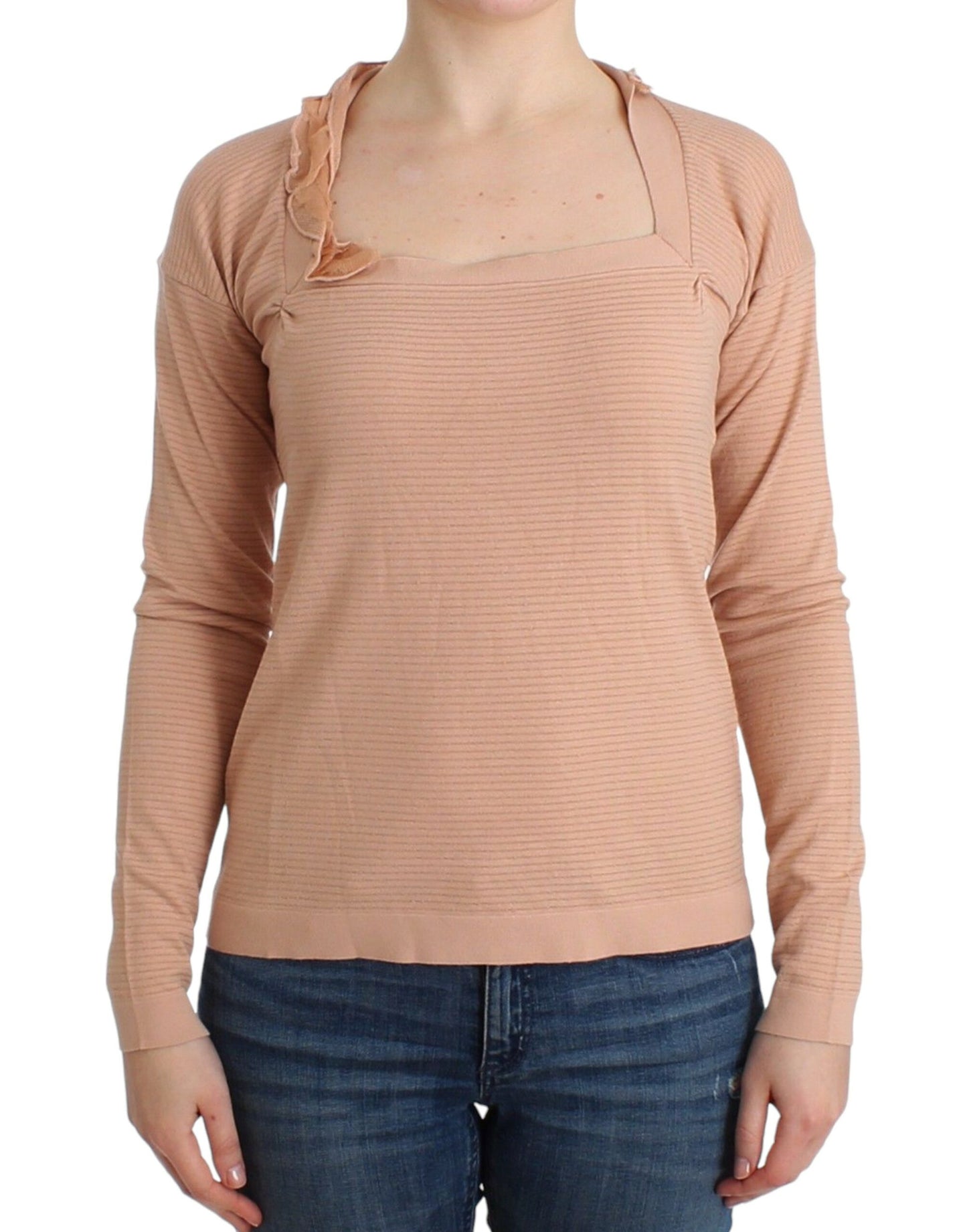 Chic Striped Wool Blend Orange Sweater - SEHABRANDS