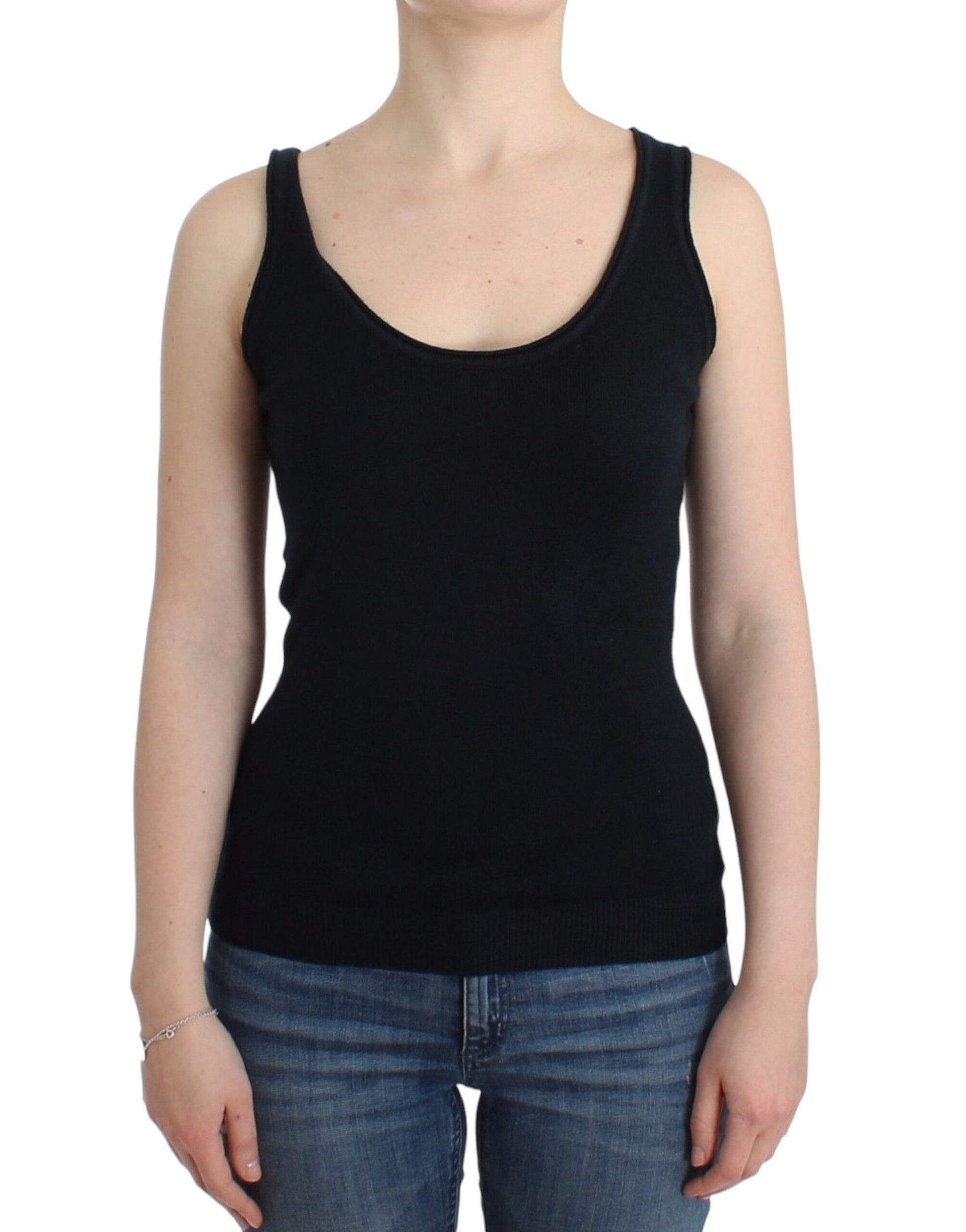 Elegant Black Cashmere Knit Top - SEHABRANDS