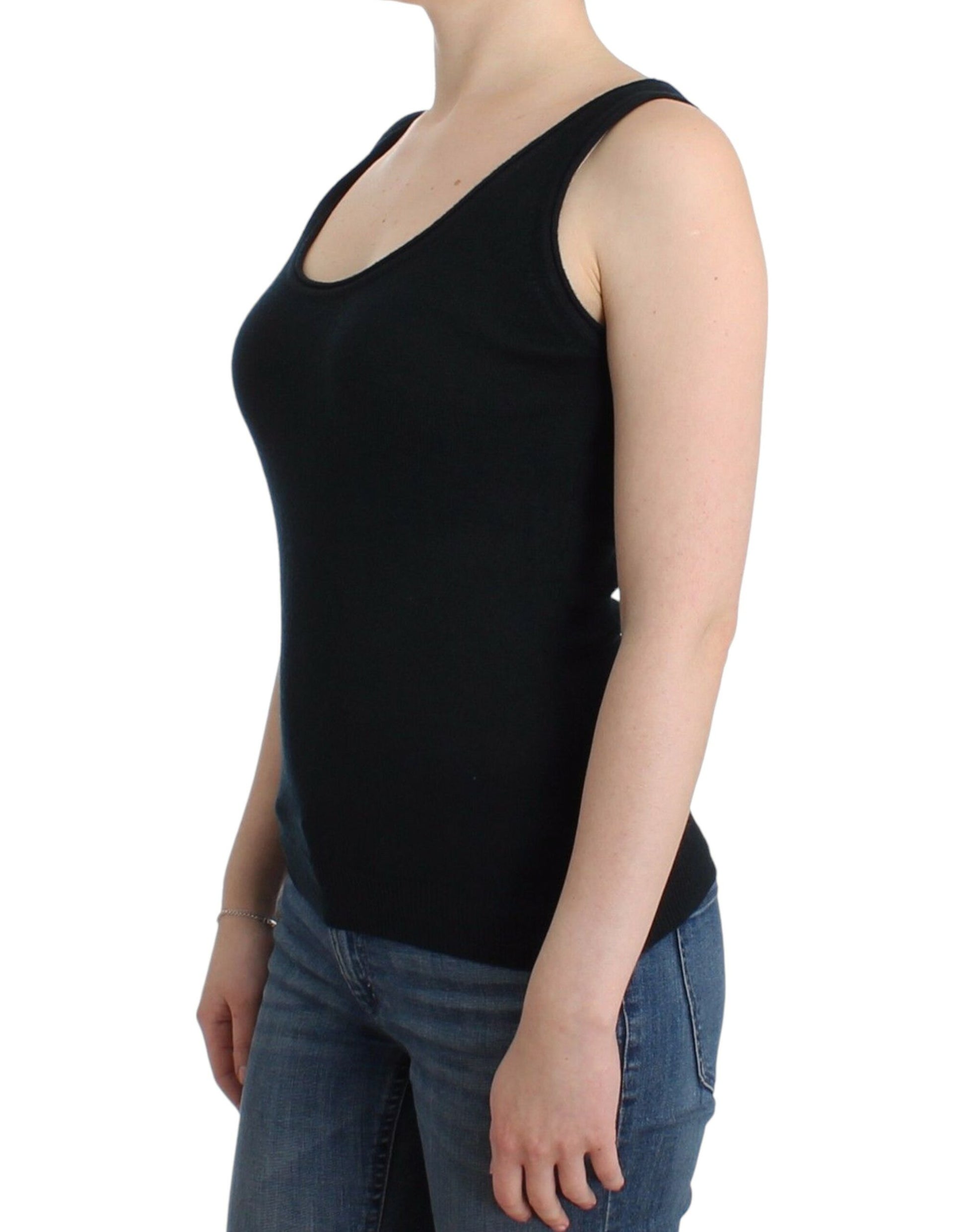 Elegant Black Cashmere Knit Top - SEHABRANDS