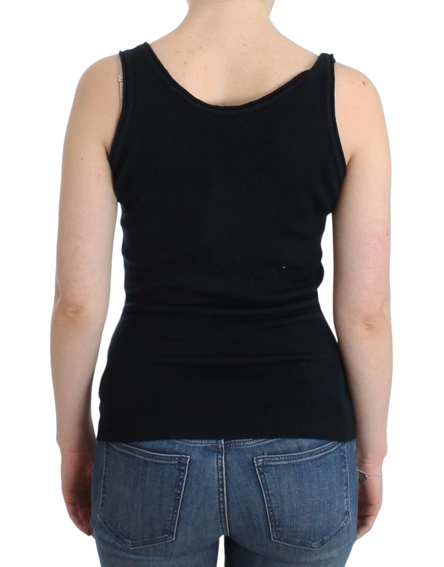 Elegant Black Cashmere Knit Top - SEHABRANDS