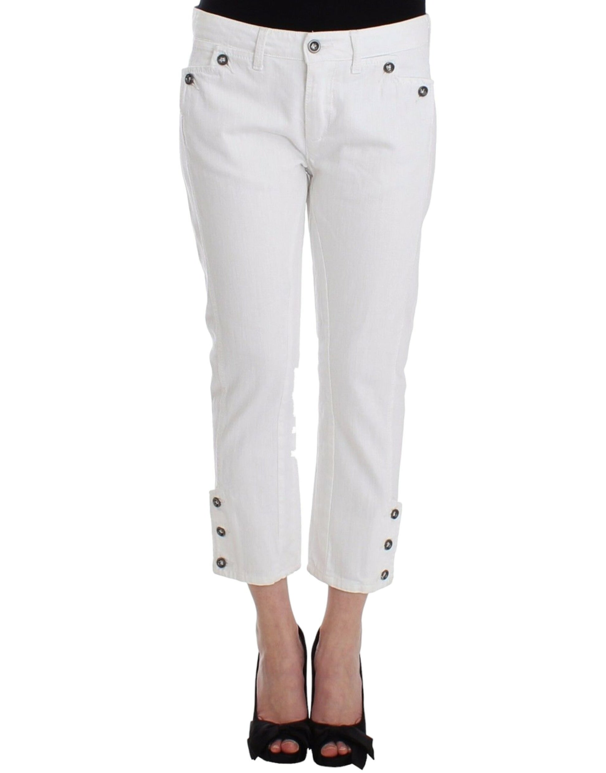 Chic White Cropped Jeans for Sophisticated Style - SEHABRANDS