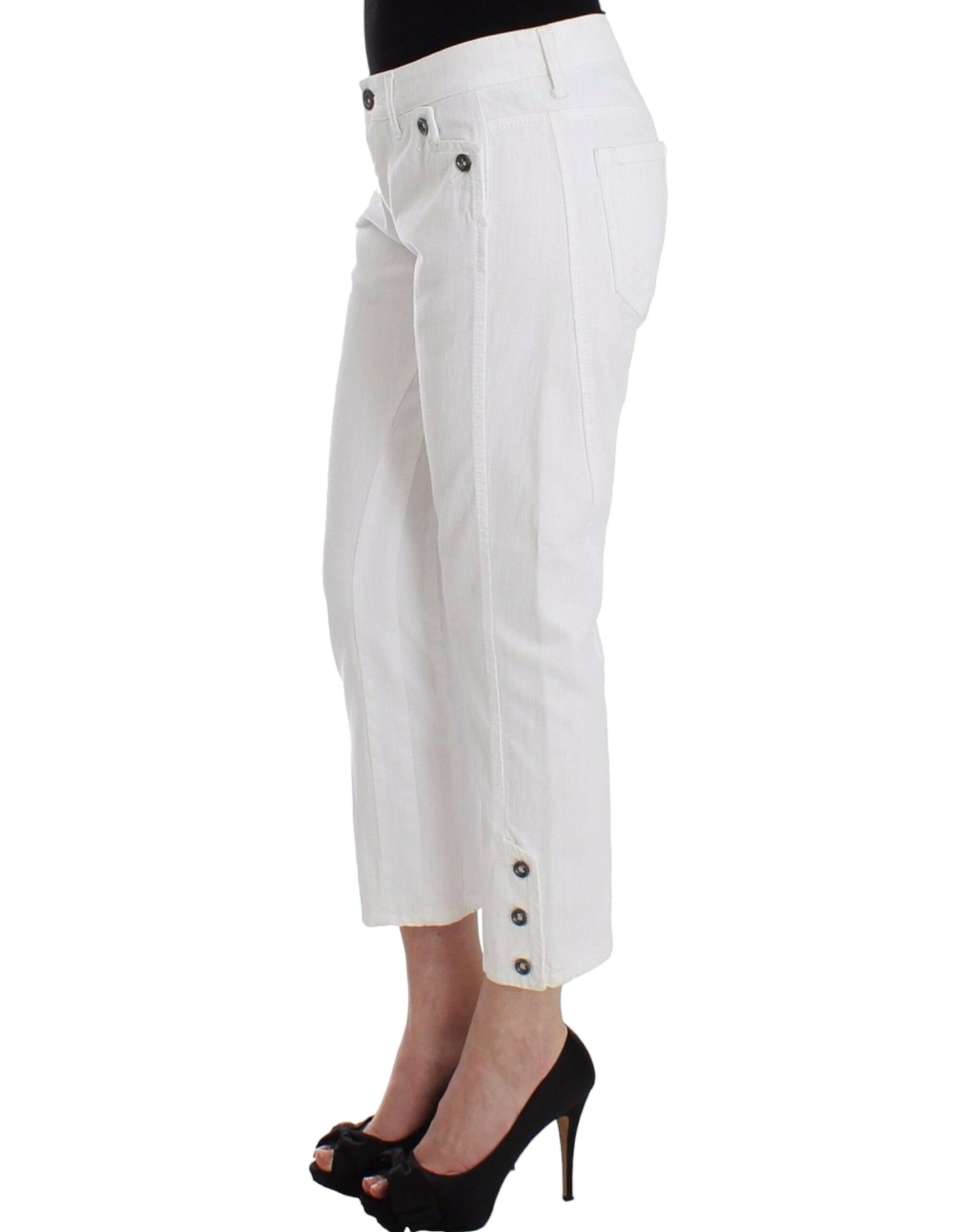 Chic White Cropped Jeans for Sophisticated Style - SEHABRANDS