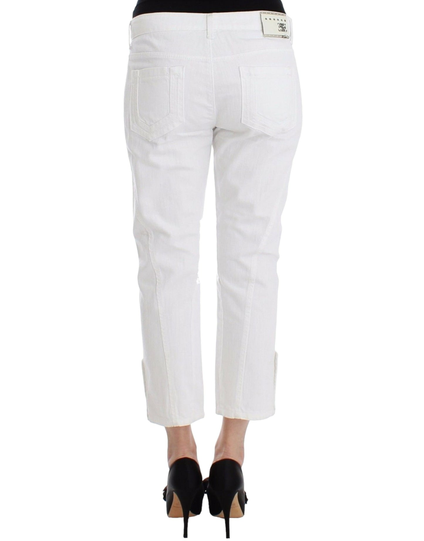 Chic White Cropped Jeans for Sophisticated Style - SEHABRANDS