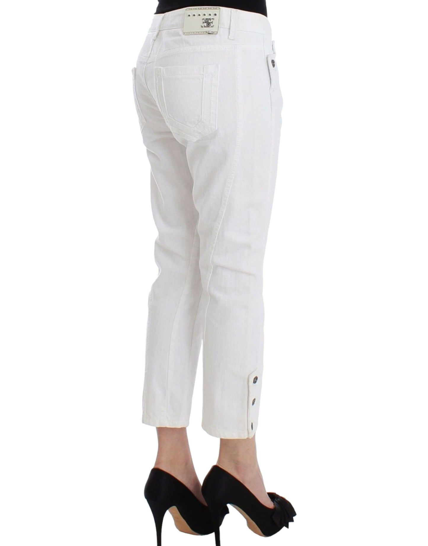 Chic White Cropped Jeans for Sophisticated Style - SEHABRANDS