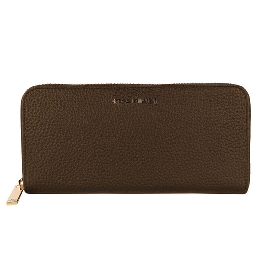 Exquisite Leather Zip Wallet in Brown - SEHABRANDS