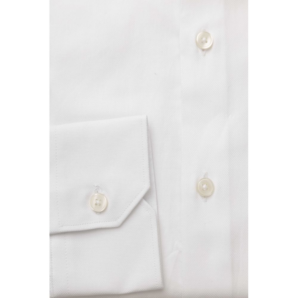 Elegant White Cotton French Collar Shirt - SEHABRANDS