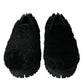 Elegant Black Fur Slip On Loafers for Men