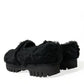 Elegant Black Fur Slip On Loafers for Men